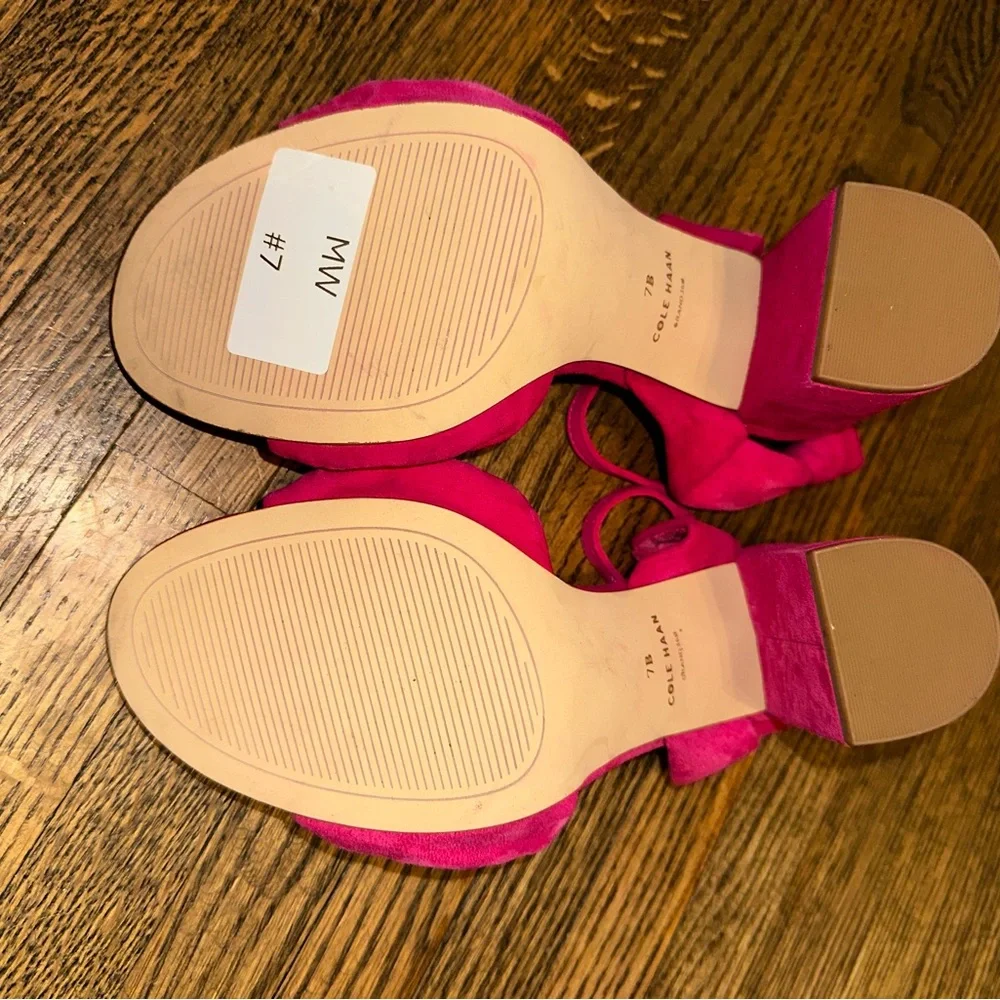 Cole Haan Women's Kaycee Knotted Fuschia Pink Block Heel Sandals VALENTINES - Picture 4 of 6